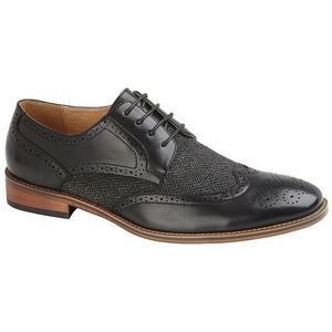 Goor Mens 4 Eye Leather Lined Brogue Gibson Shoe / Black